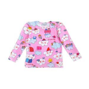 T-shirt bimba con maniche arricciate - Nuvola Olga rosa