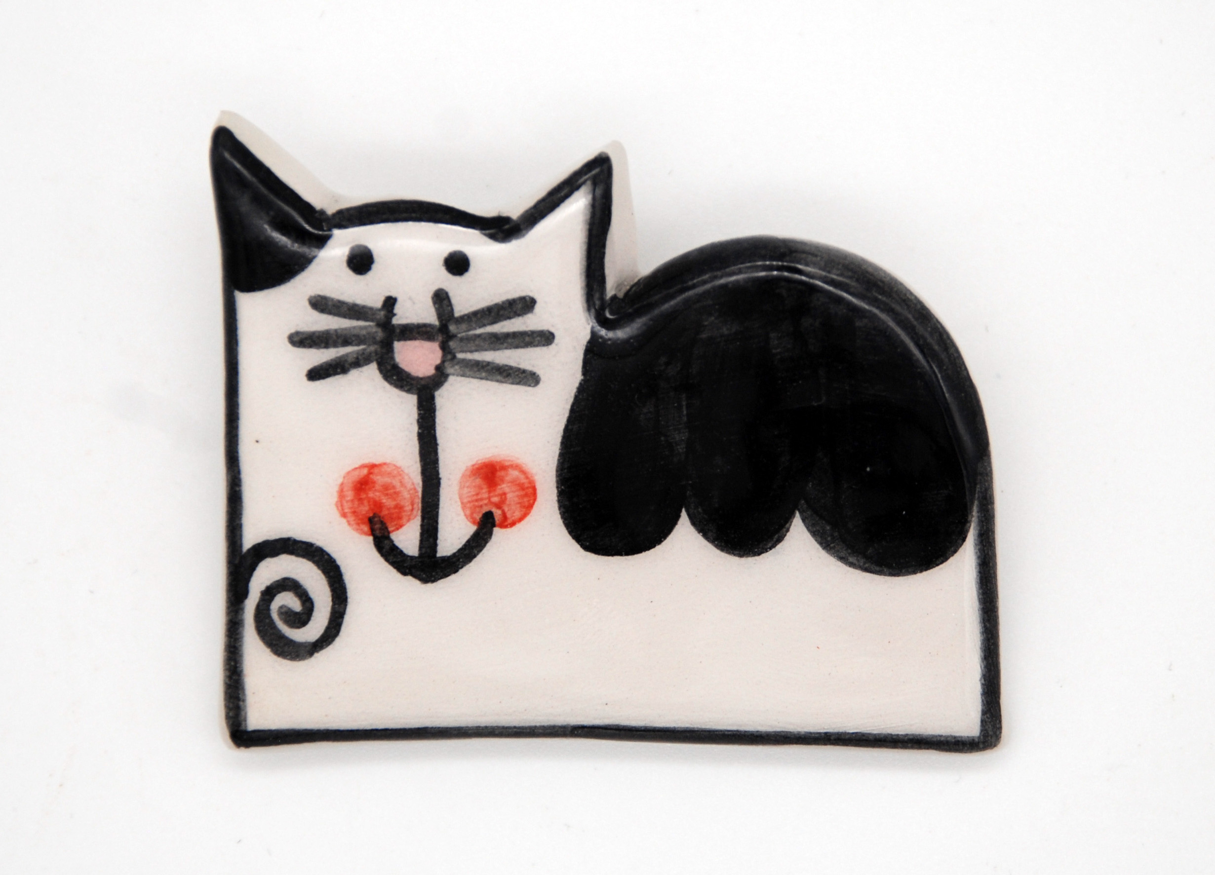 Spilla Gattolibro bianco e nero